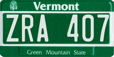 VT license plate ZRA407
