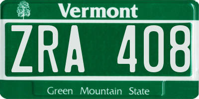 VT license plate ZRA408