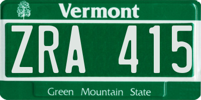 VT license plate ZRA415