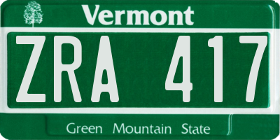 VT license plate ZRA417