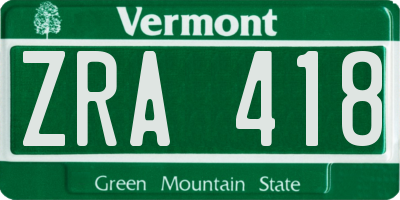 VT license plate ZRA418