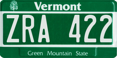 VT license plate ZRA422