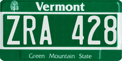 VT license plate ZRA428