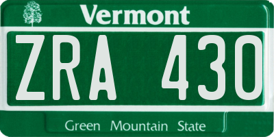 VT license plate ZRA430