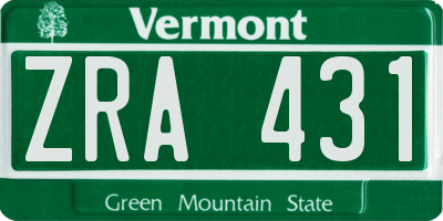 VT license plate ZRA431