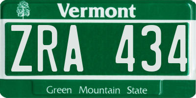 VT license plate ZRA434