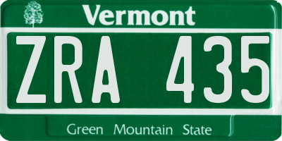 VT license plate ZRA435