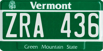 VT license plate ZRA436