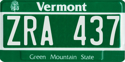 VT license plate ZRA437