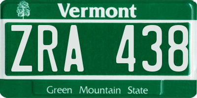 VT license plate ZRA438