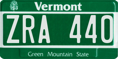 VT license plate ZRA440