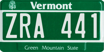 VT license plate ZRA441