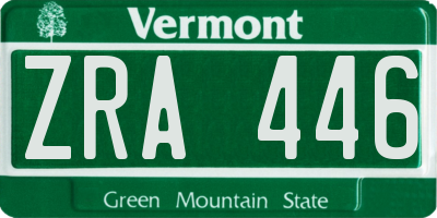 VT license plate ZRA446