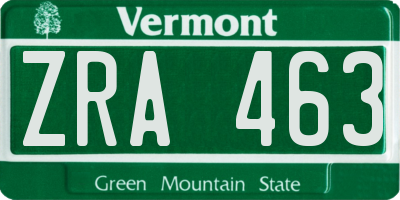 VT license plate ZRA463