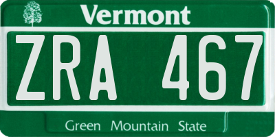 VT license plate ZRA467