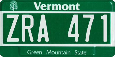 VT license plate ZRA471