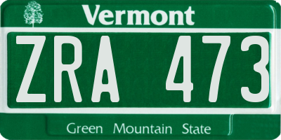 VT license plate ZRA473