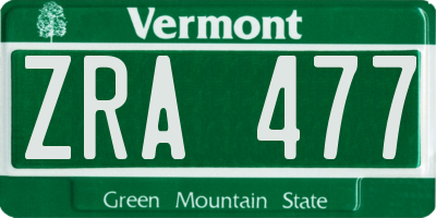 VT license plate ZRA477