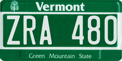 VT license plate ZRA480