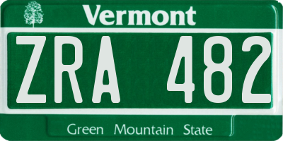 VT license plate ZRA482