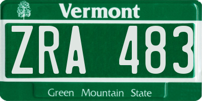 VT license plate ZRA483