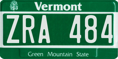 VT license plate ZRA484