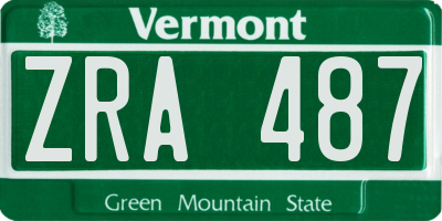 VT license plate ZRA487