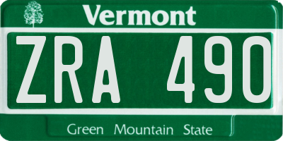 VT license plate ZRA490