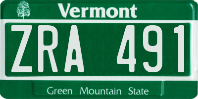 VT license plate ZRA491