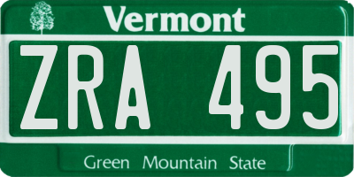 VT license plate ZRA495