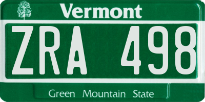 VT license plate ZRA498