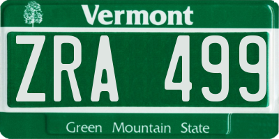 VT license plate ZRA499