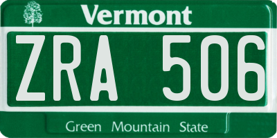 VT license plate ZRA506