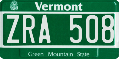VT license plate ZRA508