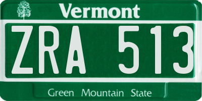 VT license plate ZRA513