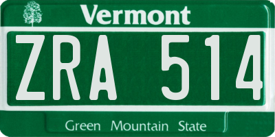 VT license plate ZRA514