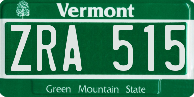 VT license plate ZRA515