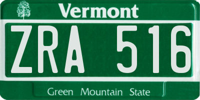VT license plate ZRA516