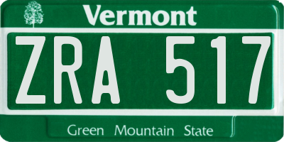 VT license plate ZRA517