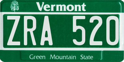 VT license plate ZRA520