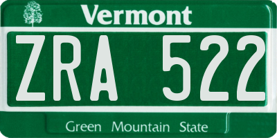 VT license plate ZRA522