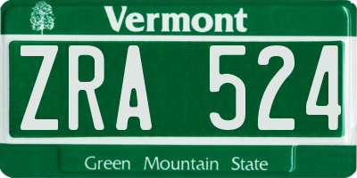 VT license plate ZRA524