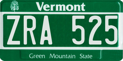 VT license plate ZRA525