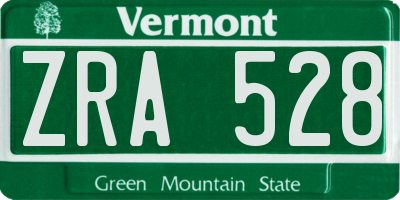 VT license plate ZRA528