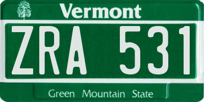 VT license plate ZRA531