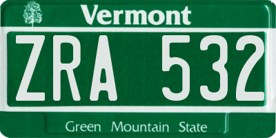 VT license plate ZRA532