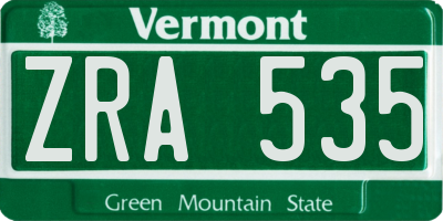 VT license plate ZRA535