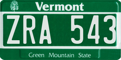 VT license plate ZRA543