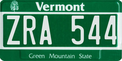 VT license plate ZRA544