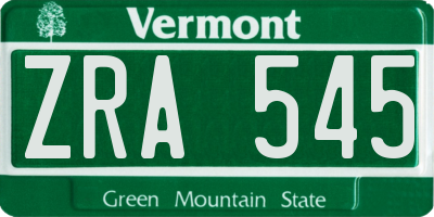 VT license plate ZRA545